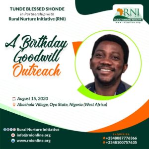 Tunde Blessed SHONDE’s Birthday Goodwill Outreach to Abashola Village, Oyo State, Nigeria (West Africa)