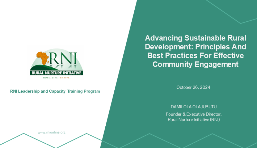 RNI Community Engagement Training Curriculum RNI Community Engagement Training Curriculum